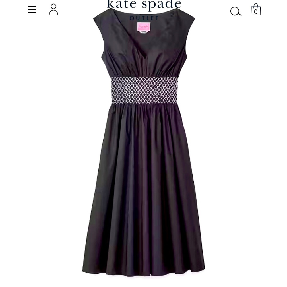 Kate Spade poplin v-neck sleeveless dress black white classic NWT women’…